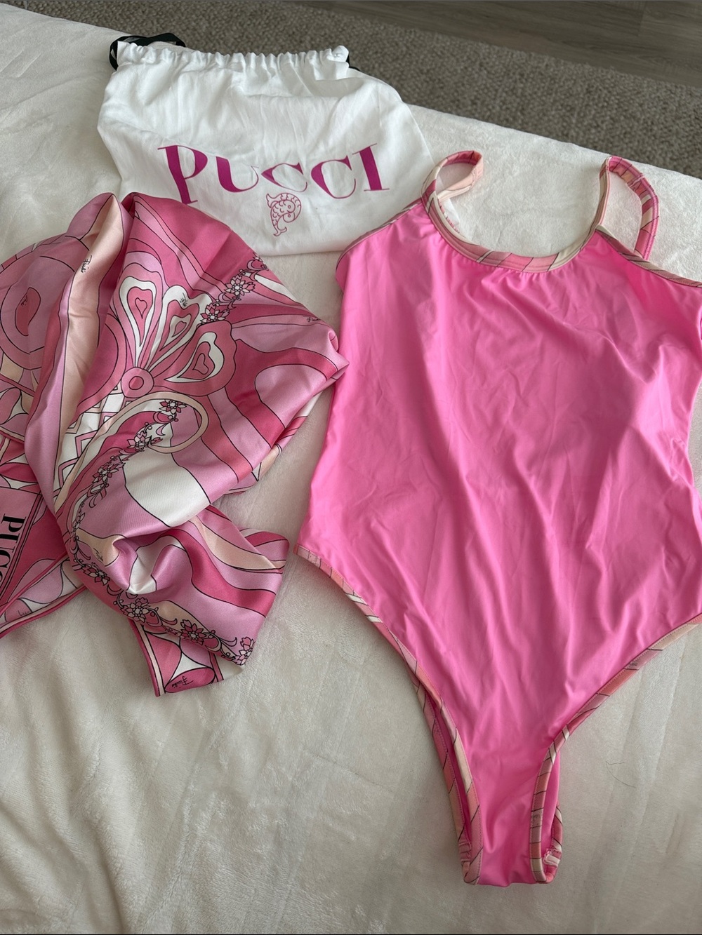 PUCCI one piece, swimsuit, and scarf/coverup